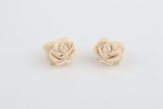 Mammoth Ivory Rose Stud Earrings