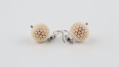 Carved Mammoth Ivory Drop Earrings