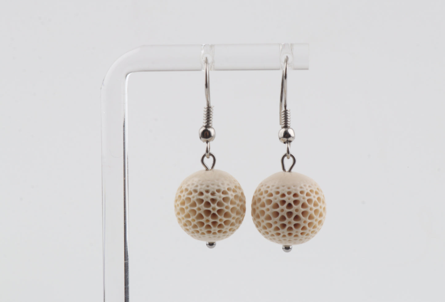 Carved Mammoth Ivory Drop Earrings