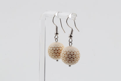 Carved Mammoth Ivory Drop Earrings