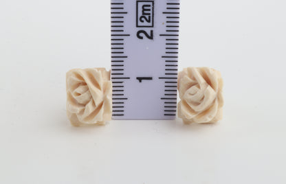 Mammoth Ivory Rose Stud Earrings