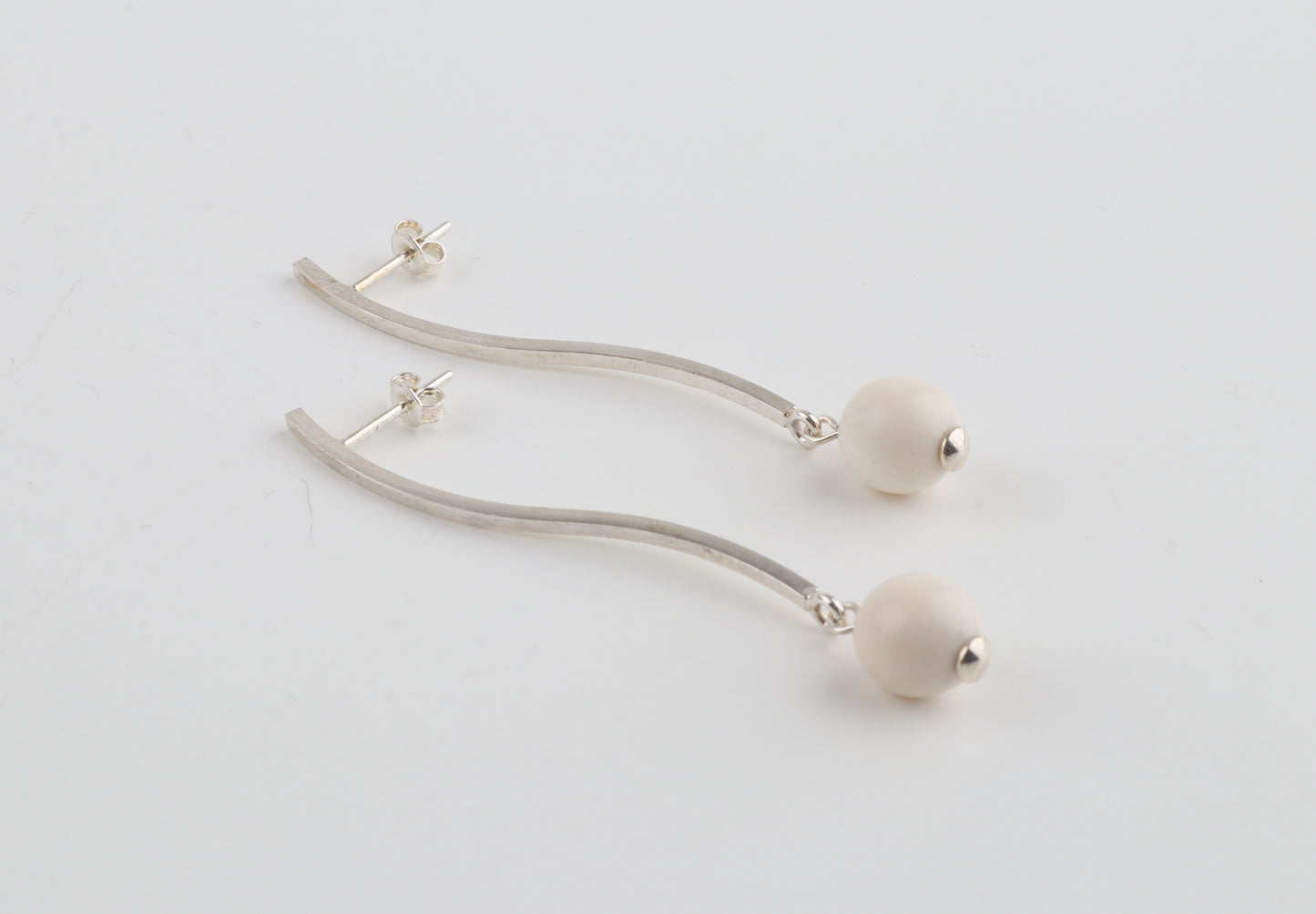 Mammoth Ivory & Sterling Silver Drop Earrings