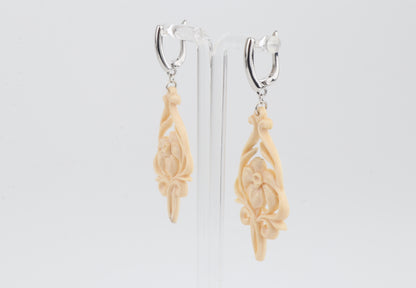 Carved Mammoth Ivory Drop Earrings