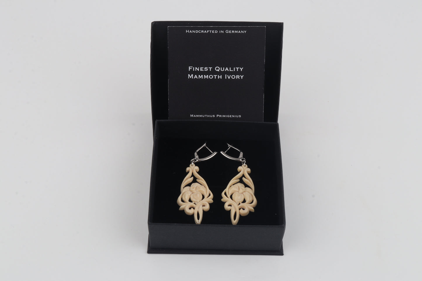 Carved Mammoth Ivory Drop Earrings