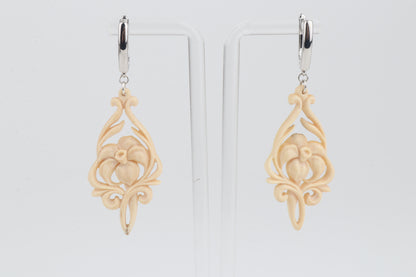 Carved Mammoth Ivory Drop Earrings