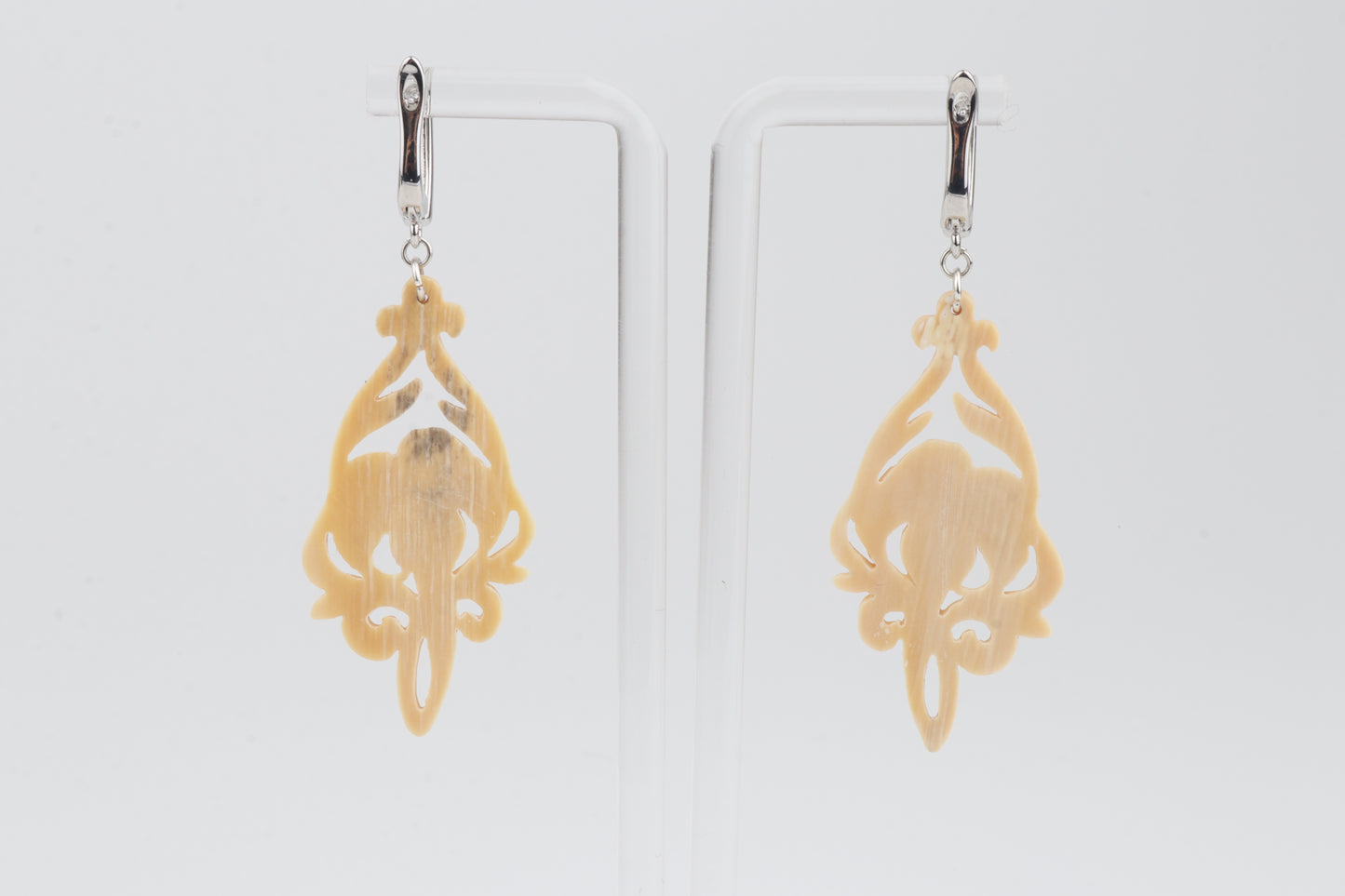 Carved Mammoth Ivory Drop Earrings