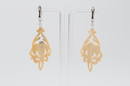 Carved Mammoth Ivory Drop Earrings