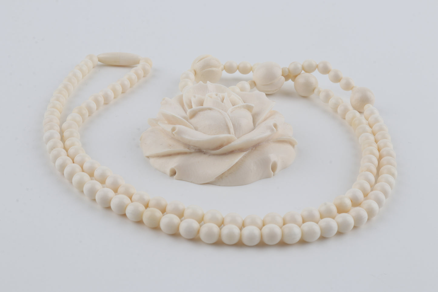 Mammoth Ivory Rose Necklace