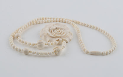 Mammoth Ivory Rose Necklace