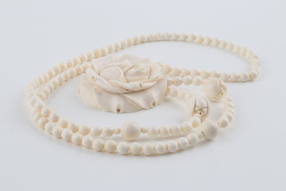 Mammoth Ivory Rose Necklace
