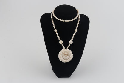 Mammoth Ivory Rose Necklace