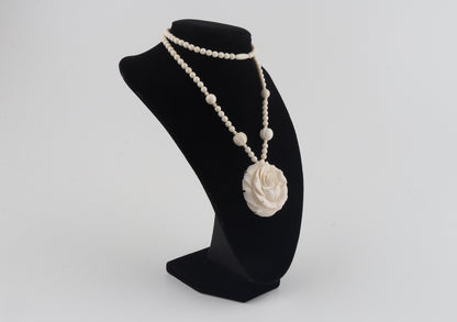 Mammoth Ivory Rose Necklace