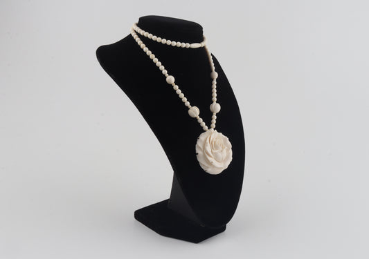 Mammoth Ivory Rose Necklace