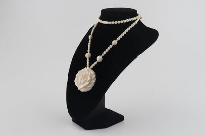 Mammoth Ivory Rose Necklace
