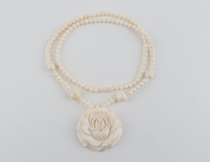 Mammoth Ivory Rose Necklace