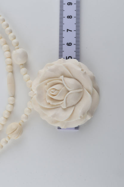 Mammoth Ivory Rose Necklace