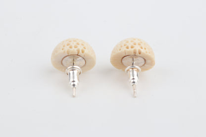 Carved Mammoth Ivory Stud Earrings