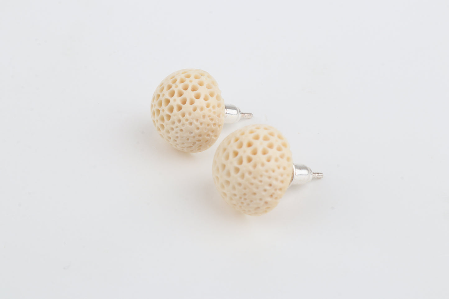 Carved Mammoth Ivory Stud Earrings