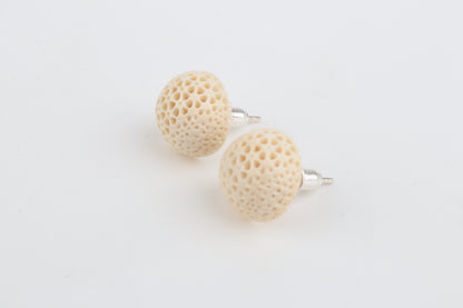 Carved Mammoth Ivory Stud Earrings