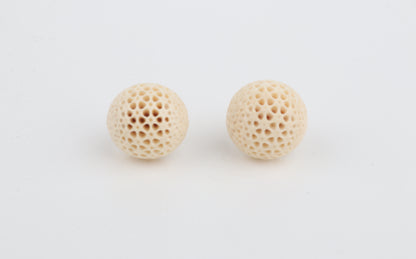 Carved Mammoth Ivory Stud Earrings