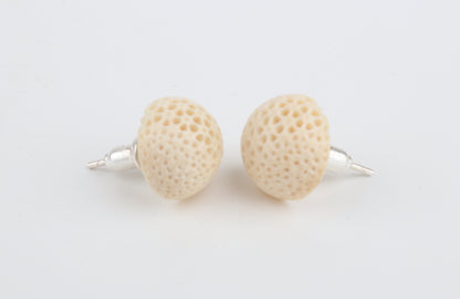 Carved Mammoth Ivory Stud Earrings