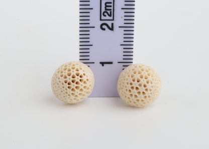 Carved Mammoth Ivory Stud Earrings