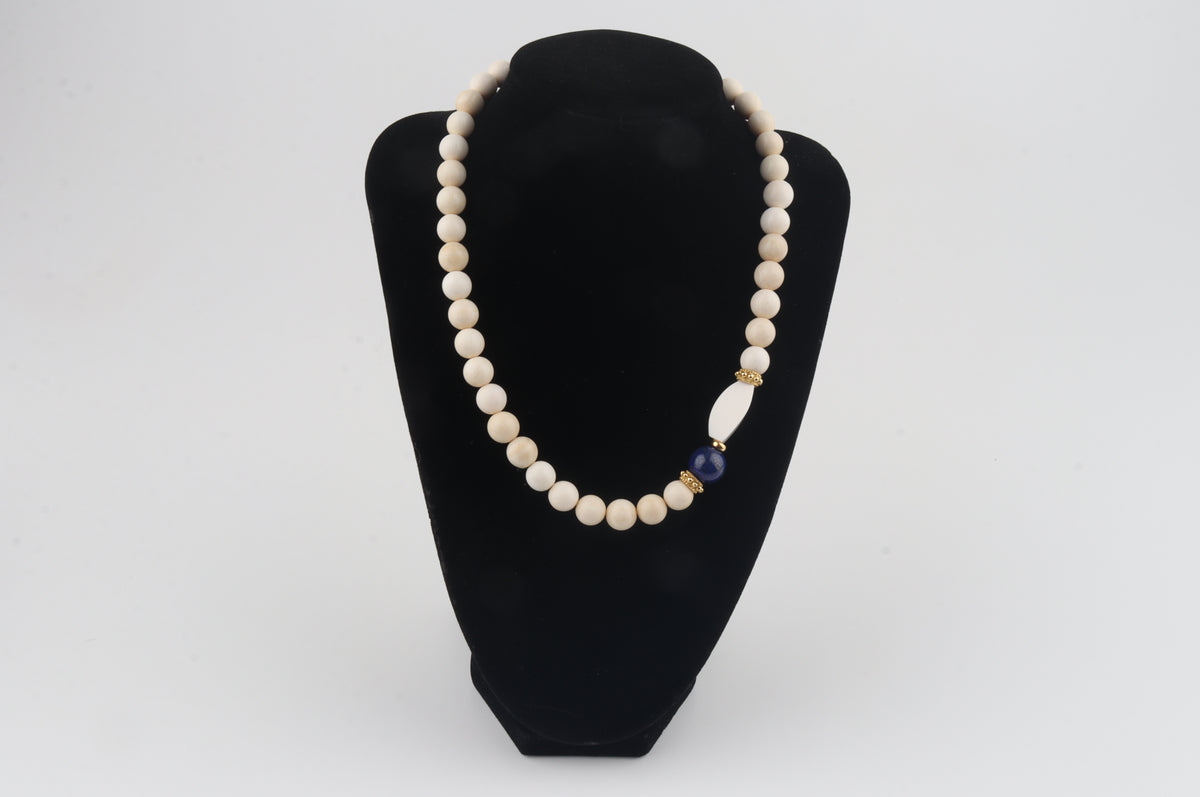 Mammoth Ivory & Lapis Lazuli Necklace
