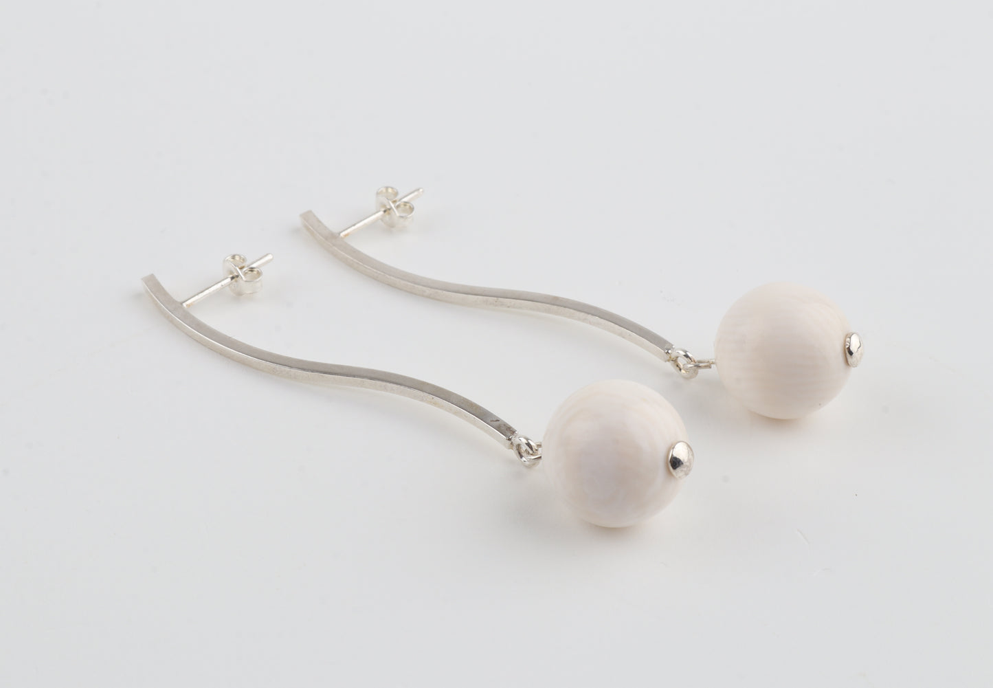 Mammoth Ivory & Sterling Silver Drop Earrings