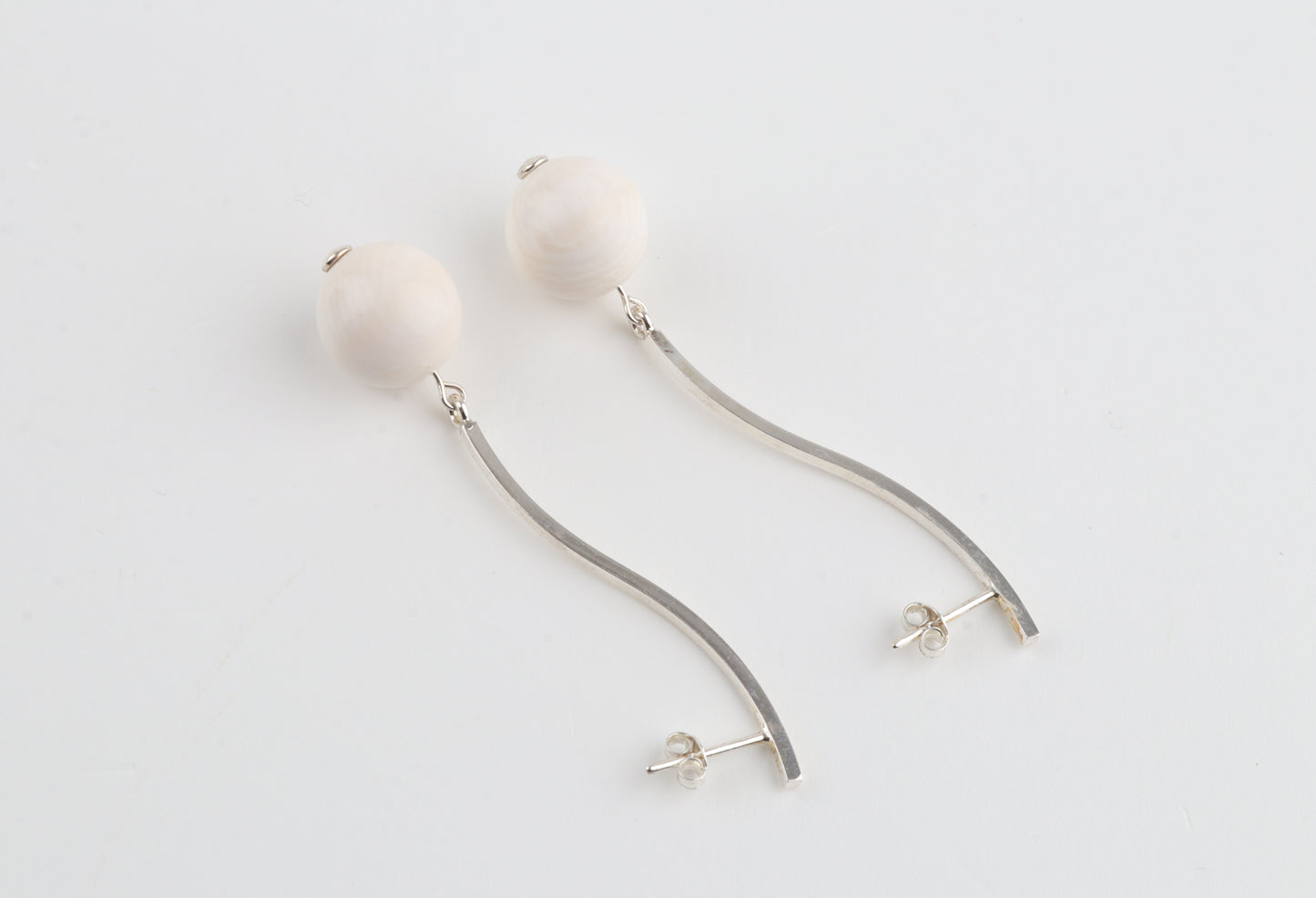 Mammoth Ivory & Sterling Silver Drop Earrings