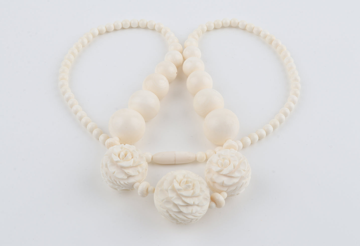 Mammoth Ivory Rose-Bead Necklace