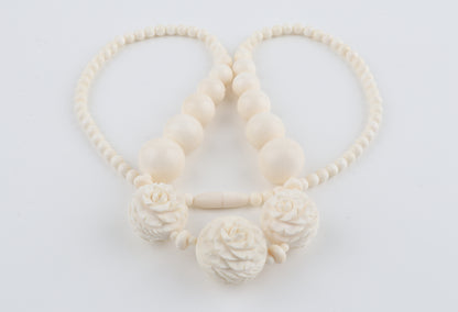 Mammoth Ivory Rose-Bead Necklace