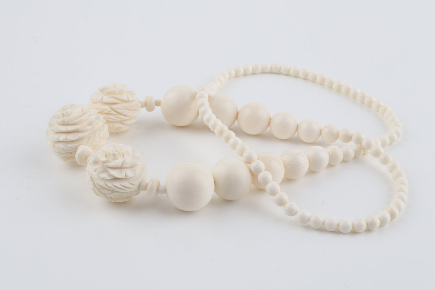 Mammoth Ivory Rose-Bead Necklace