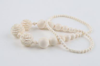 Mammoth Ivory Rose-Bead Necklace