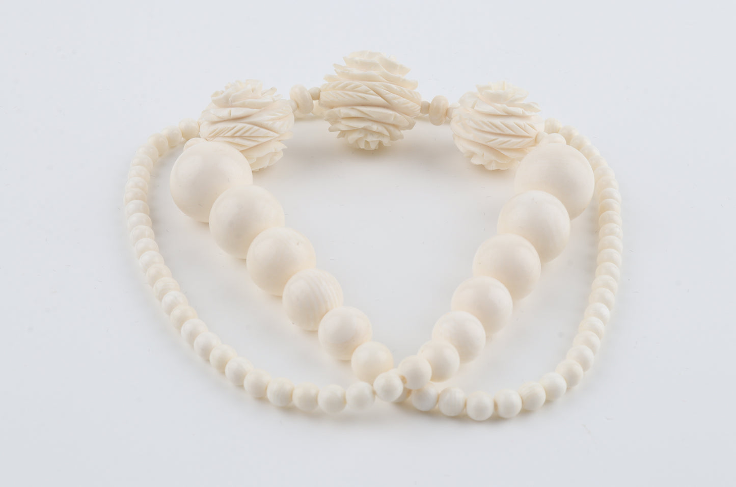 Mammoth Ivory Rose-Bead Necklace