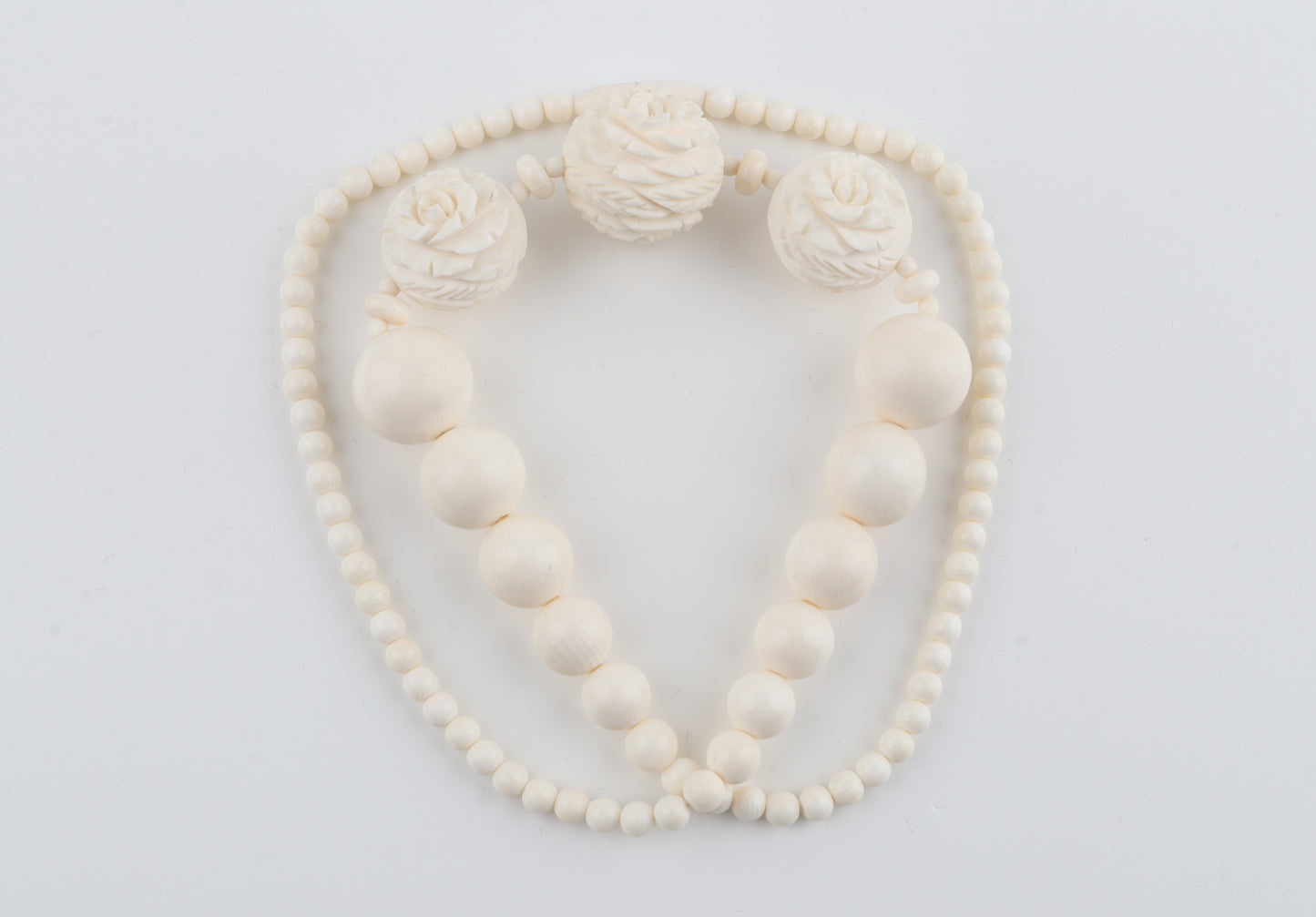 Mammoth Ivory Rose-Bead Necklace
