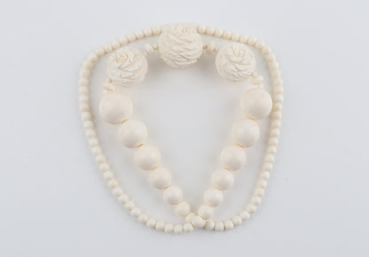 Mammoth Ivory Rose-Bead Necklace