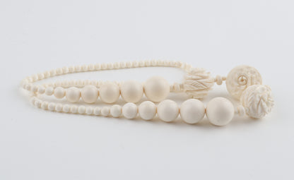 Mammoth Ivory Rose-Bead Necklace