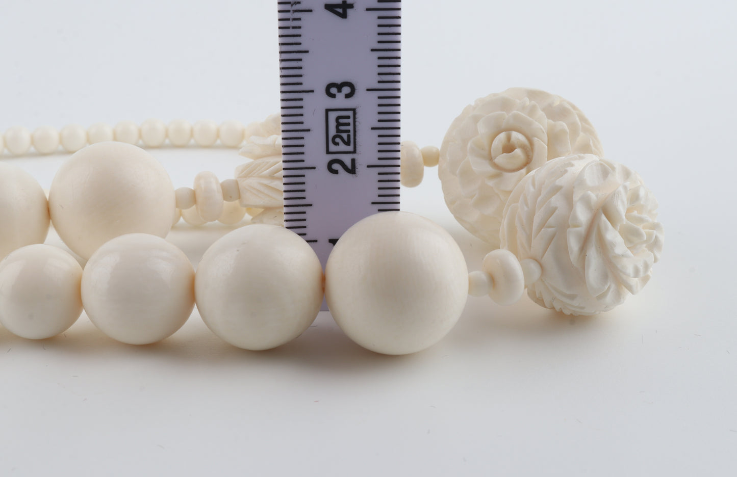 Mammoth Ivory Rose-Bead Necklace