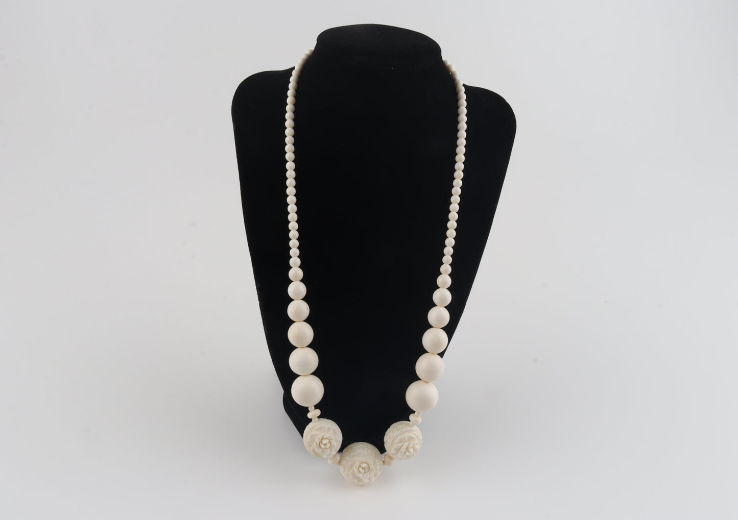 Mammoth Ivory Rose-Bead Necklace