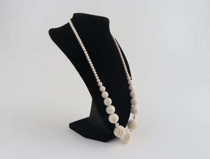 Mammoth Ivory Rose-Bead Necklace