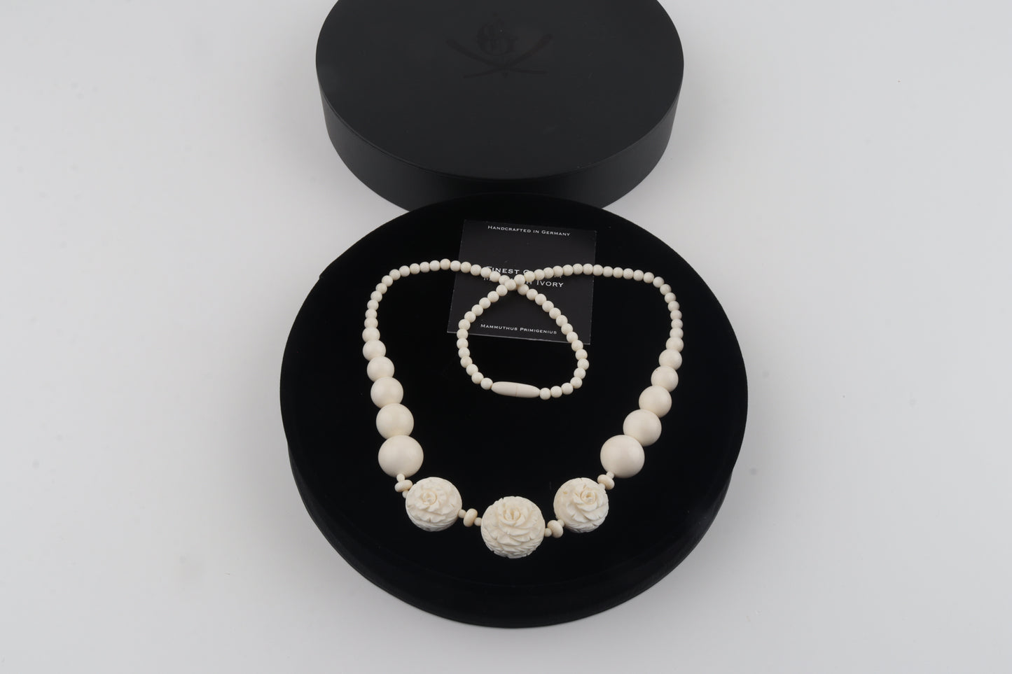 Mammoth Ivory Rose-Bead Necklace