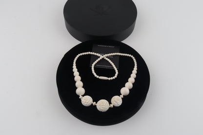 Mammoth Ivory Rose-Bead Necklace