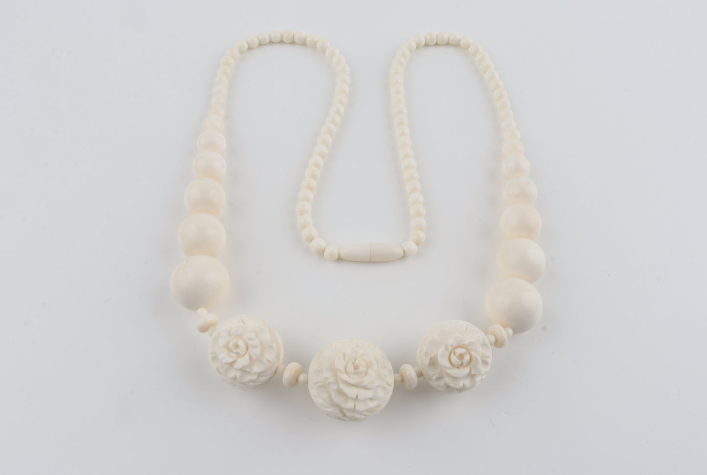 Mammoth Ivory Rose-Bead Necklace