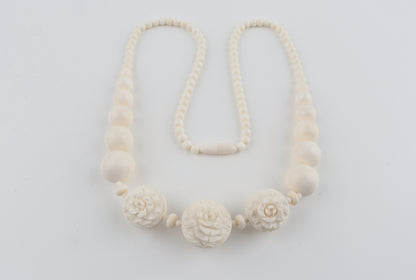Mammoth Ivory Rose-Bead Necklace