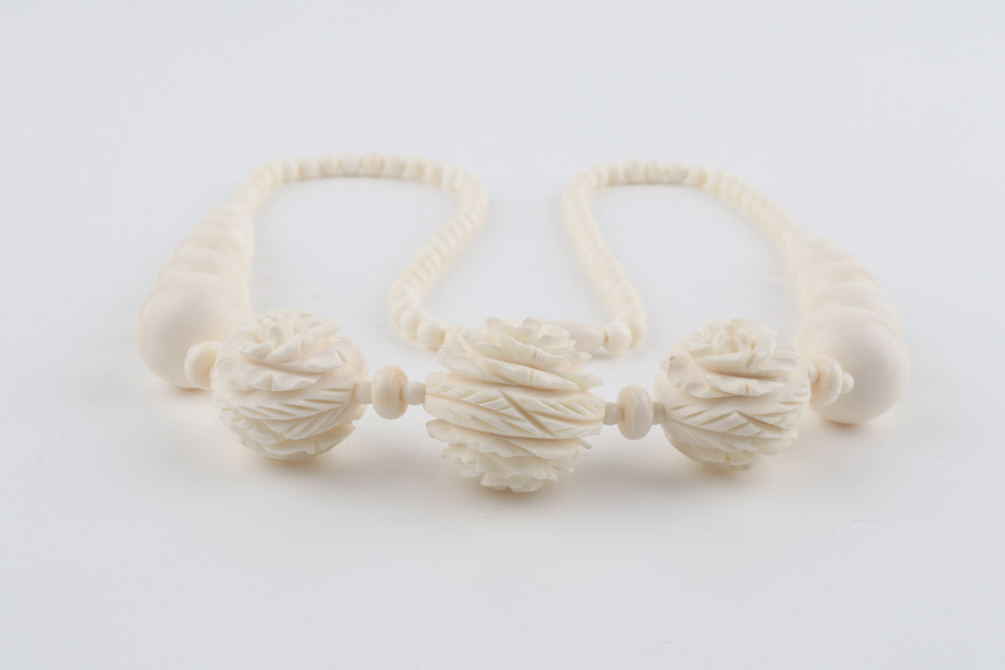 Mammoth Ivory Rose-Bead Necklace