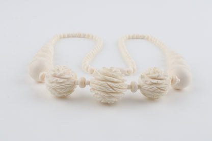 Mammoth Ivory Rose-Bead Necklace