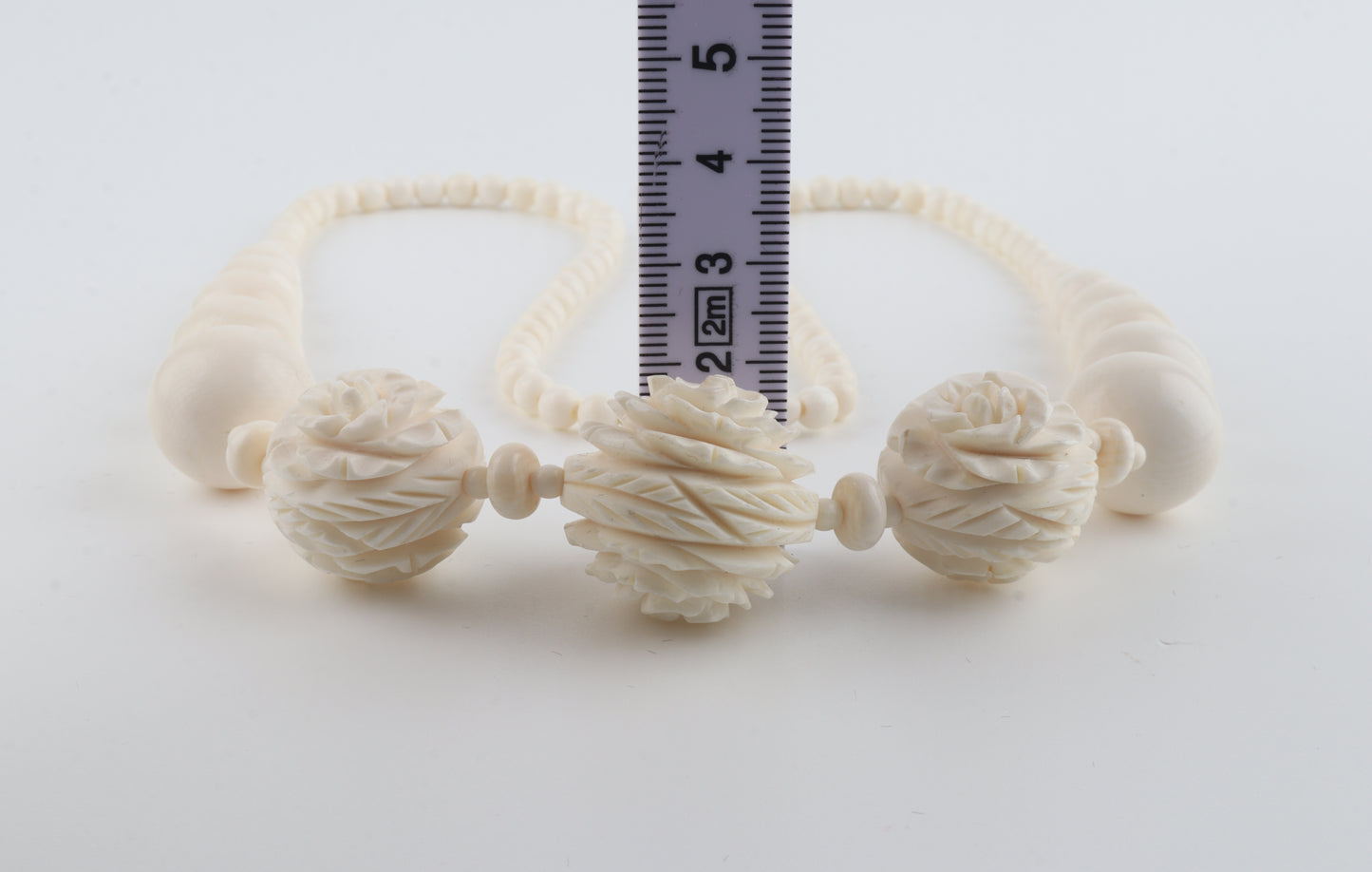 Mammoth Ivory Rose-Bead Necklace