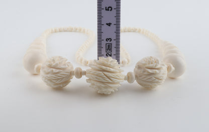 Mammoth Ivory Rose-Bead Necklace