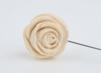 Mammoth Ivory Rose Brooch