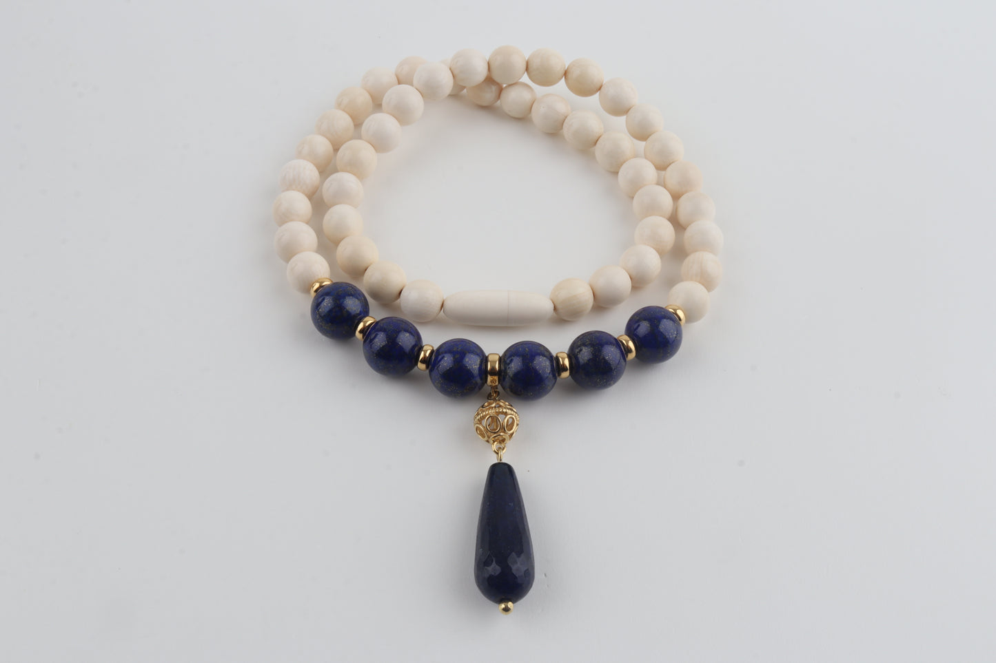 Mammoth Ivory & Lapis Lazuli Necklace